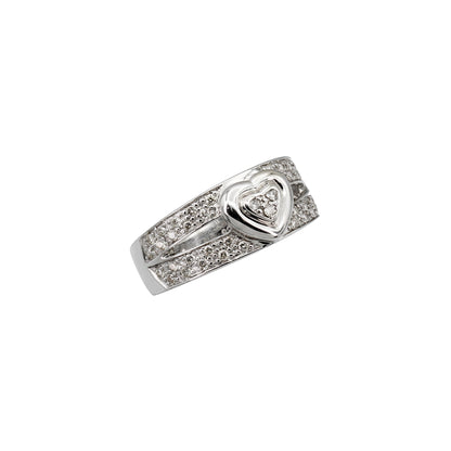 14k White Gold Pave Diamond Heart Ring