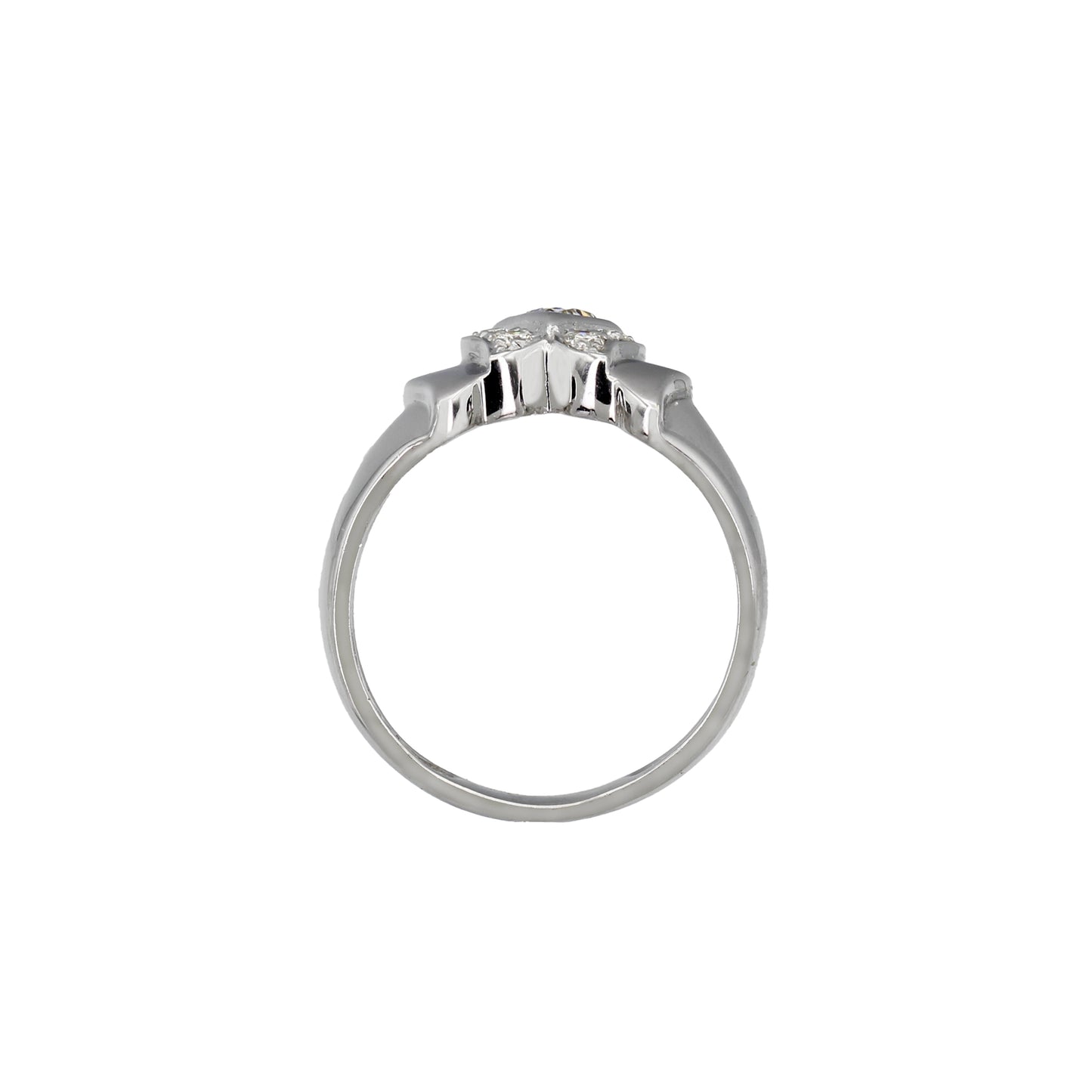 18k White Gold Diamond Ring w/ Trillion-Cut Moissanite Stone
