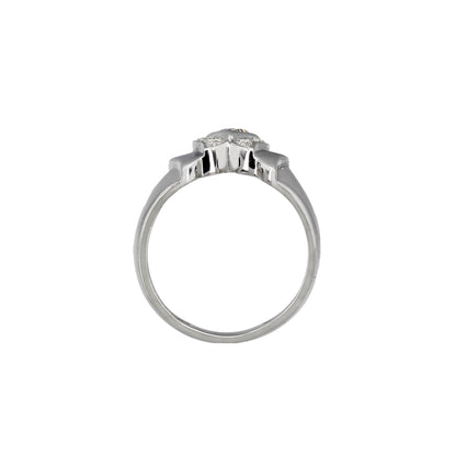 18k White Gold Diamond Ring w/ Trillion-Cut Moissanite Stone