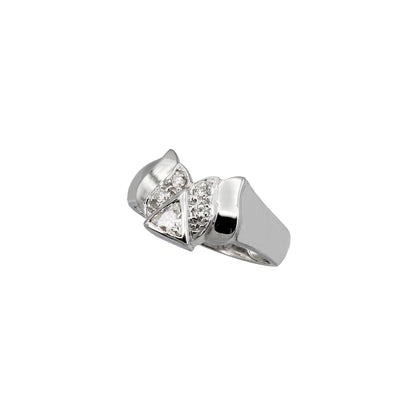 14k White Gold Diamond Ring w/ Trillion-Cut Moissanite Stone