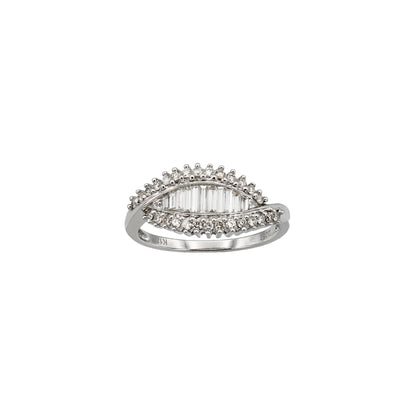 18k White Gold Baguette-Cut & Round-Cut Diamond Eye Ring