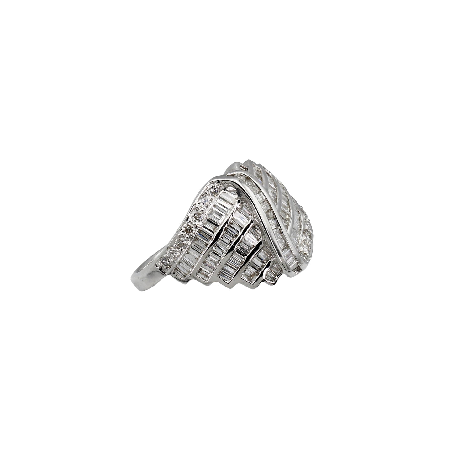 18k White Gold 5-Row Baguette-Cut Diamond Ring