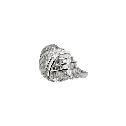 18k White Gold 5-Row Baguette-Cut Diamond Ring