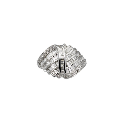 18k White Gold 5-Row Baguette-Cut Diamond Ring