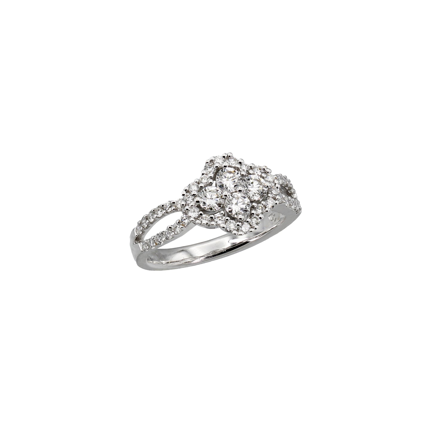 18k White Gold Fancy Halo Style Diamond Ring