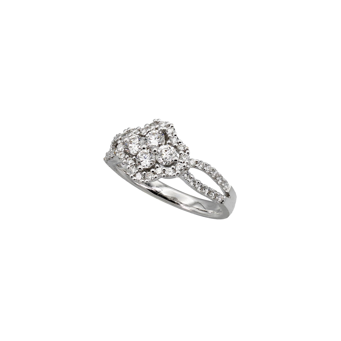 18k White Gold Fancy Halo Style Diamond Ring