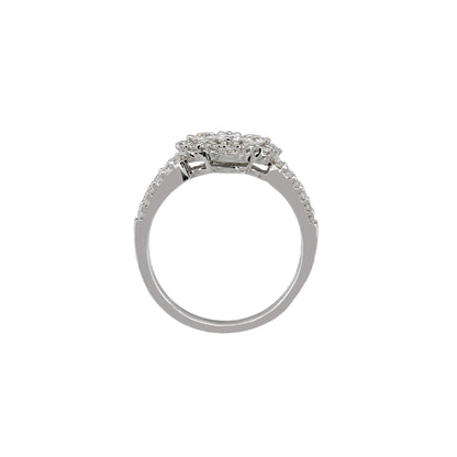 18k White Gold Fancy Halo Style Diamond Ring