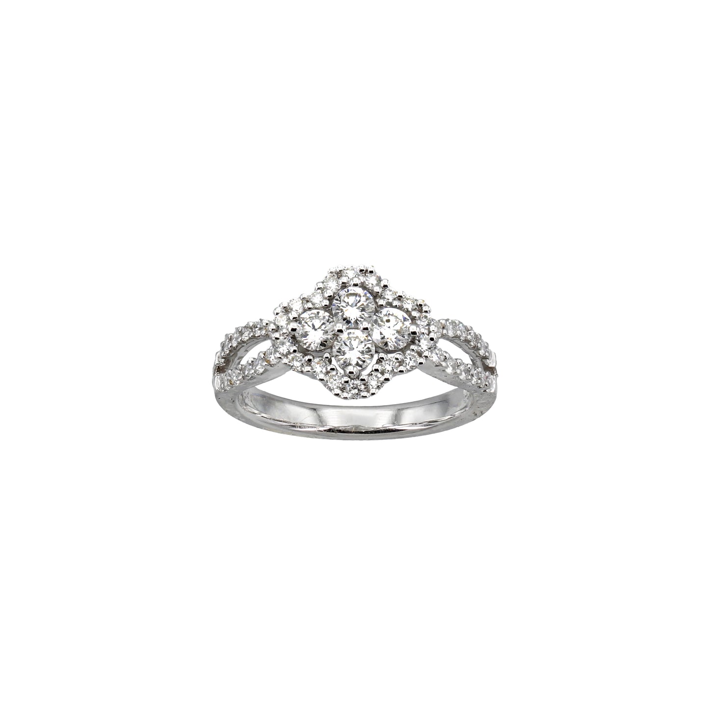 18k White Gold Fancy Halo Style Diamond Ring