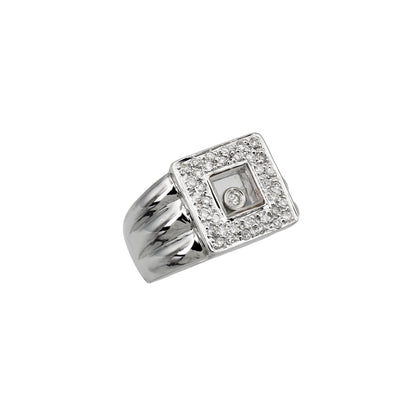 18k White Gold Floating Diamond Pave Set Ring