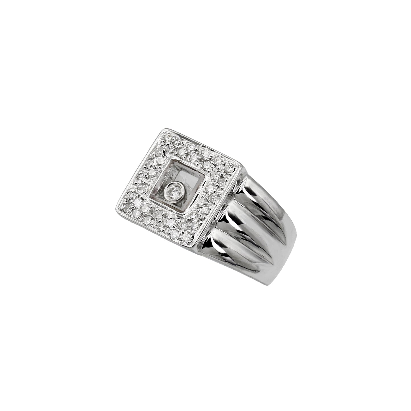 18k White Gold Floating Diamond Pave Set Ring