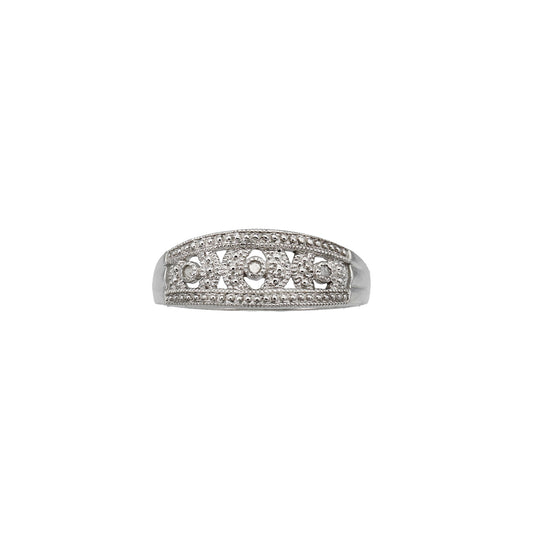 10k White Gold Filigree Diamond Ring