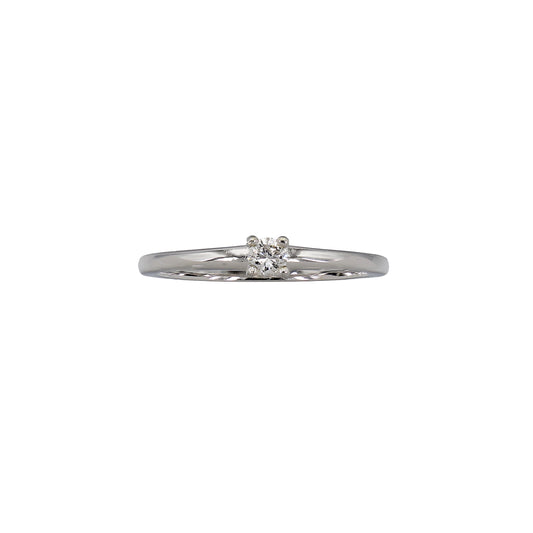 14k White Gold Diamond Solitaire Stackable Ring