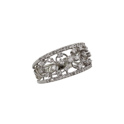 14k White Gold Filigree Style Diamond Band Ring