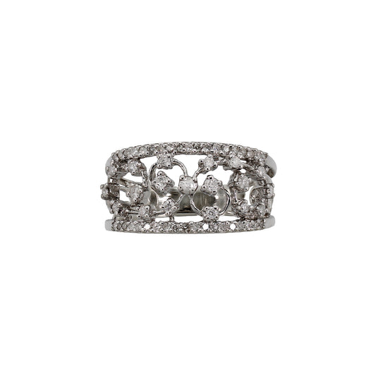 14k White Gold Filigree Style Diamond Band Ring