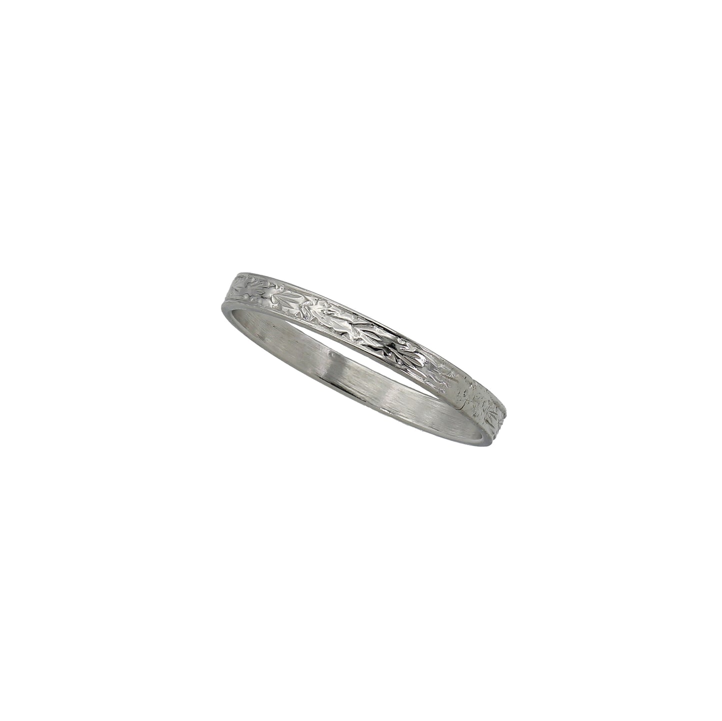 14k White Gold Etched Wedding Band