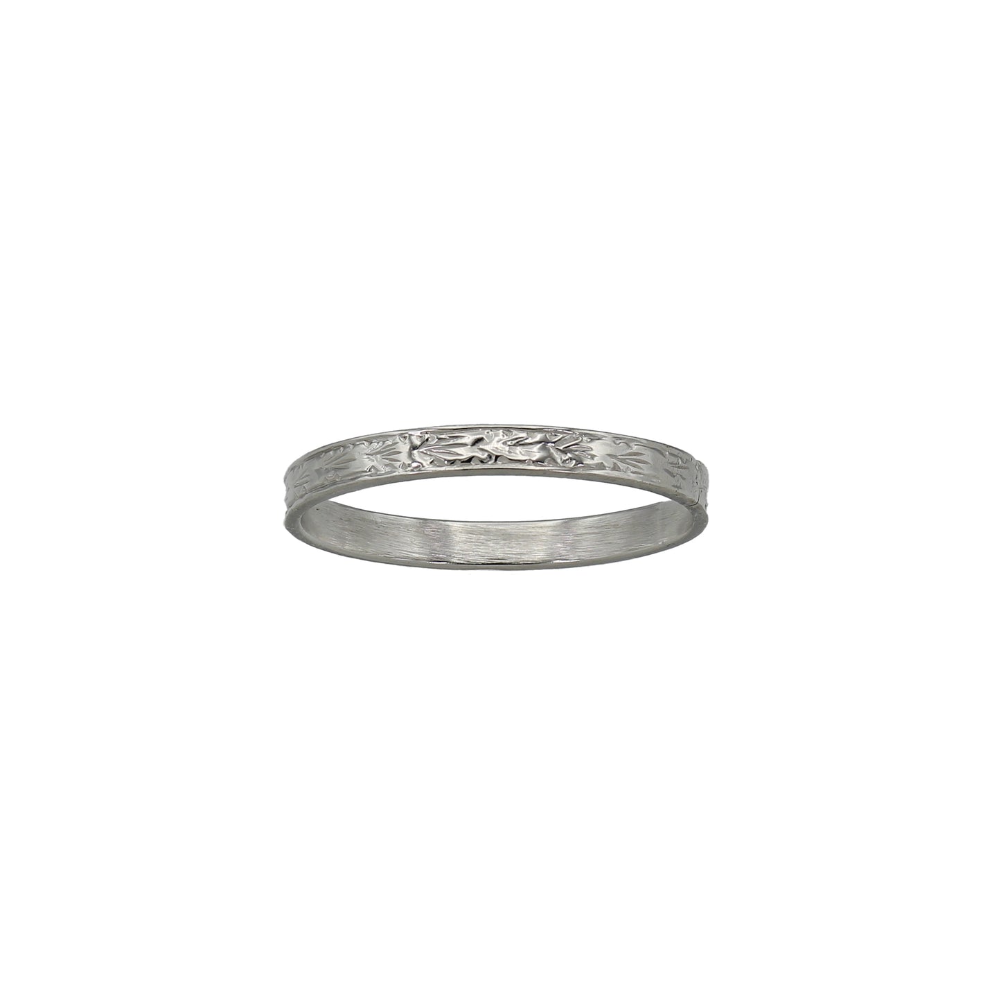 14k White Gold Etched Wedding Band