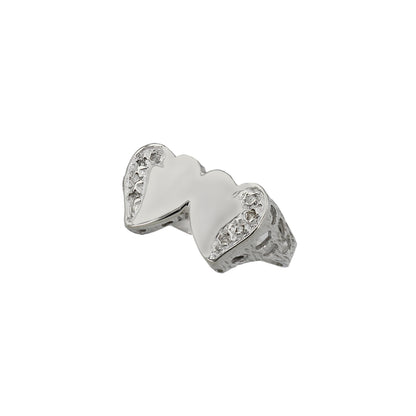 14k White Gold Diamond Double Heart Ring