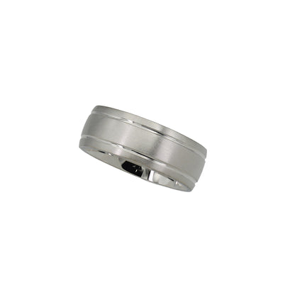 14k White Gold Brushed Wedding Band