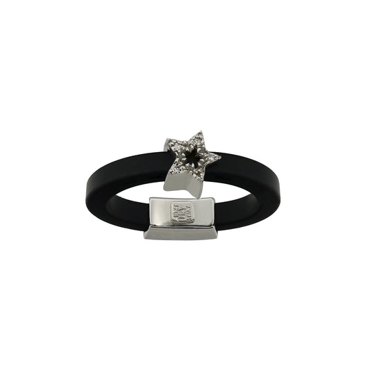 18k White Gold & Silicone Diamond Star Ring