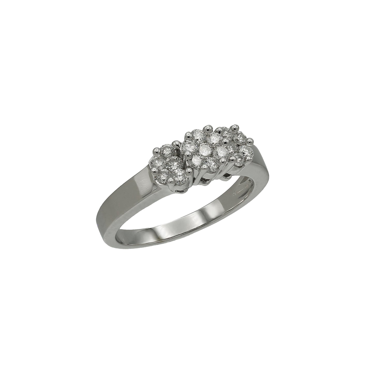 14k White Gold Diamond Cluster Ring