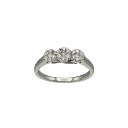 14k White Gold Diamond Cluster Ring