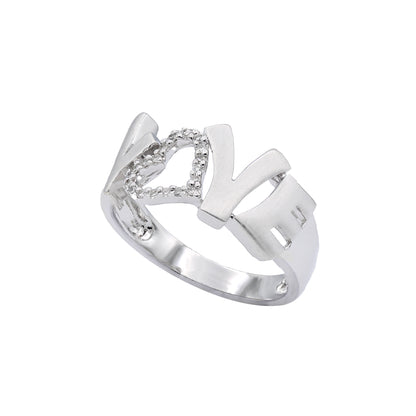 14k White Gold Diamond LOVE Heart Ring - 0.18ct TDW