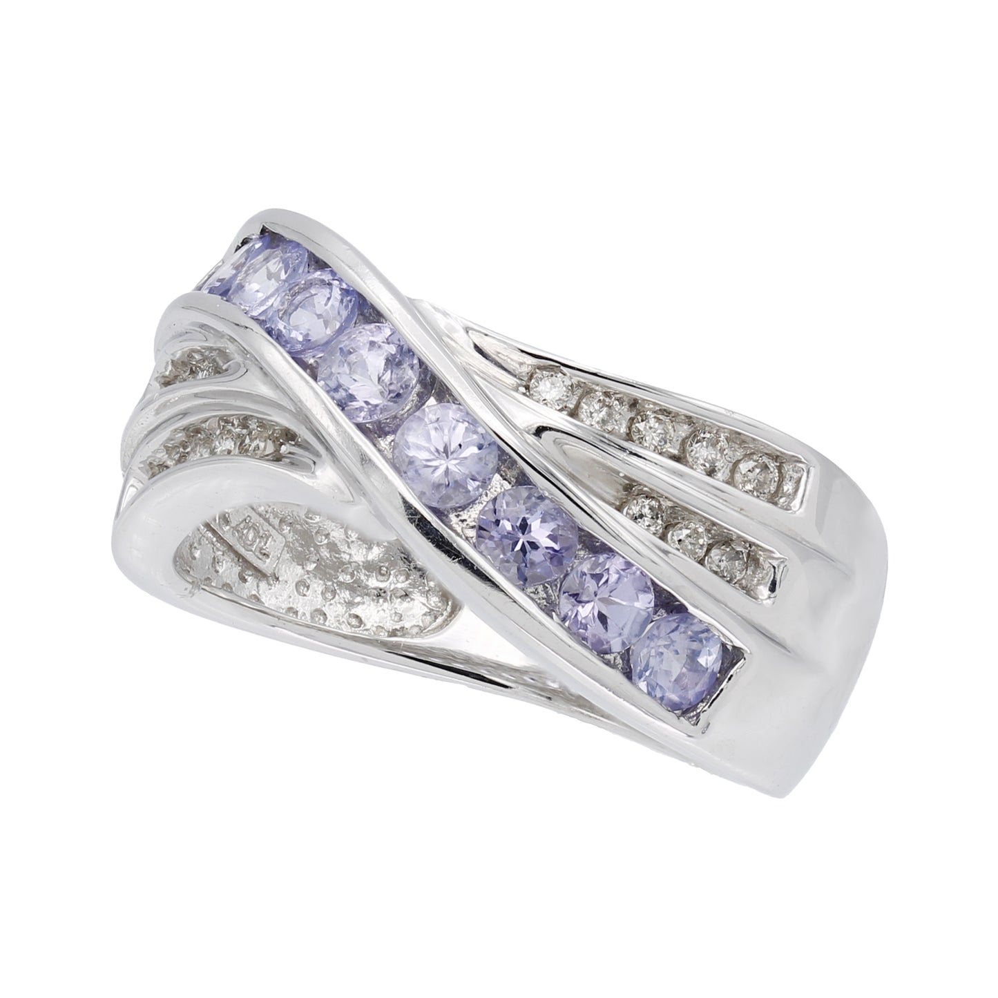 14k White Gold Diamond & Lavender Quartz Fancy Style Ring - 0.32ct TDW