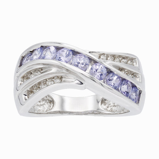 14k White Gold Diamond & Lavender Quartz Fancy Style Ring - 0.32ct TDW