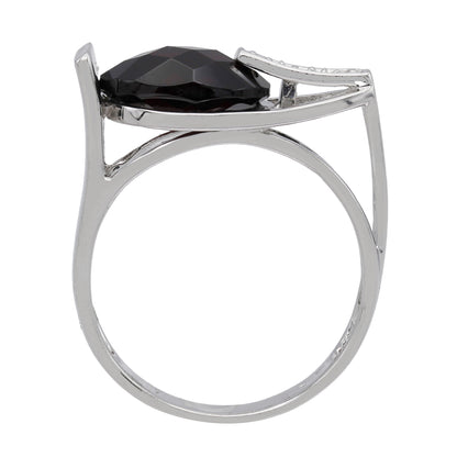 14k White Gold Diamond & Briolette-Cut Garnet Fancy Style Ring - 0.03ct TDW