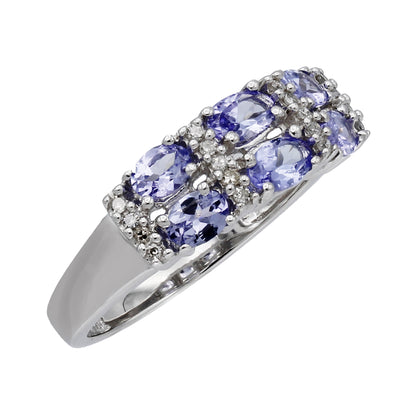 14k White Gold Diamond & Oval-Cut Lavender Quartz Fancy Style Ring - 0.16ct TDW