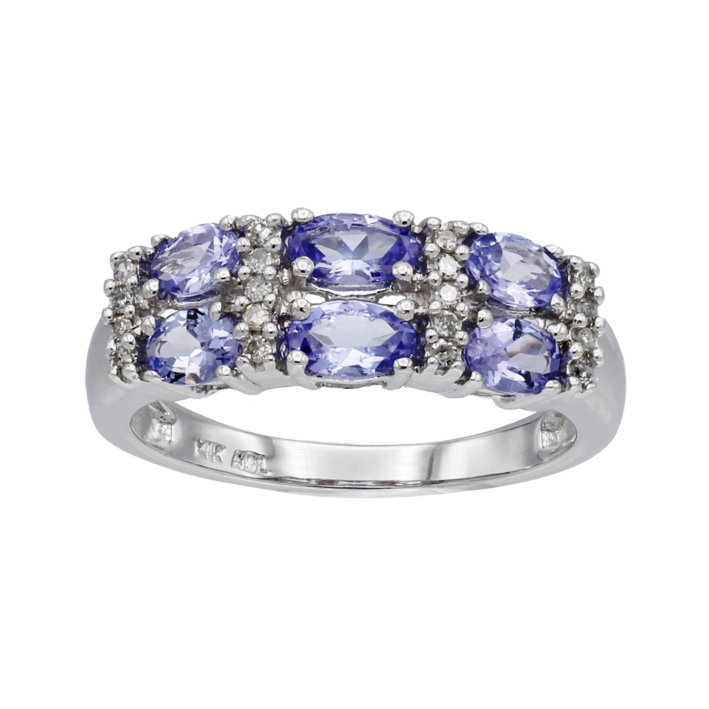 14k White Gold Diamond & Oval-Cut Lavender Quartz Fancy Style Ring - 0.16ct TDW