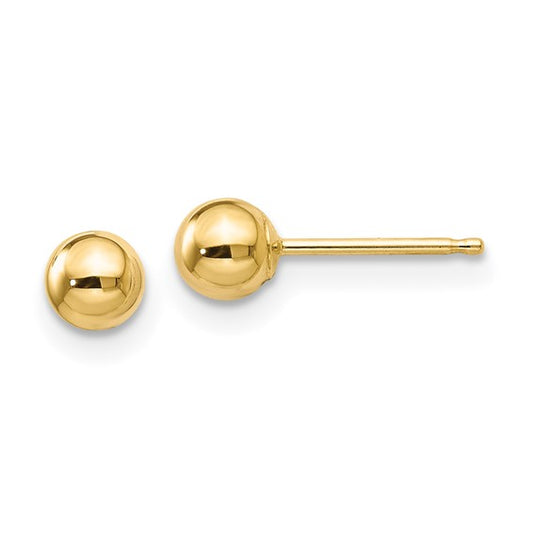 14k Yellow Gold Ball Post Earrings - 4mm