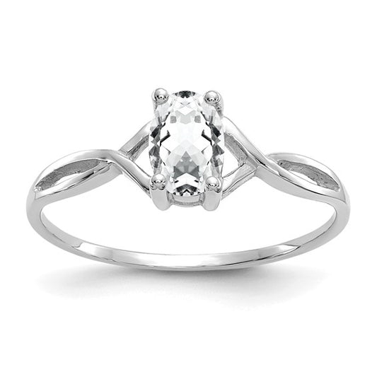 14k White Topaz Birthstone Ring