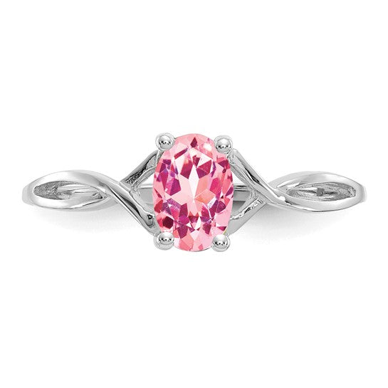 14k White Gold Pink Tourmaline Birthstone Ring