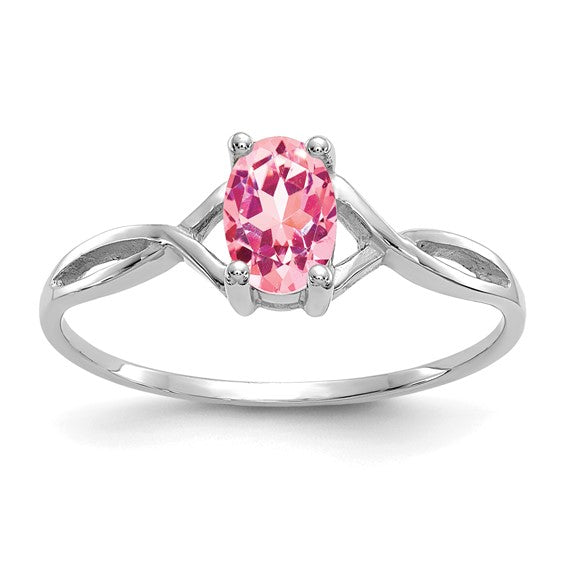 14k White Gold Pink Tourmaline Birthstone Ring