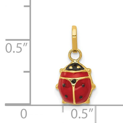 14k Enameled Ladybug Charm Pendant