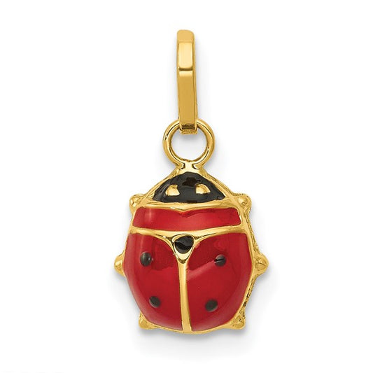 14k Enameled Ladybug Charm Pendant