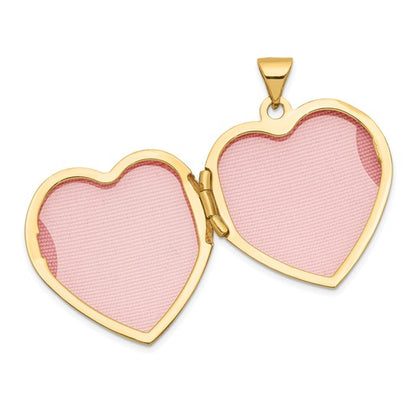 14k Yellow Gold Floral Design Heart Locket