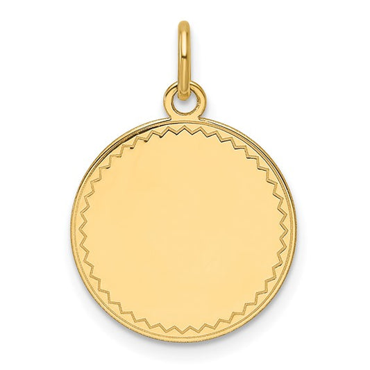 14k Yellow Gold Polished Rimmed Edge Round Disc - 0.27 Gauge