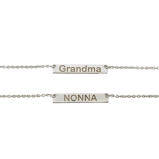 Sterling Silver Grandma/Nonna Bar Bracelets