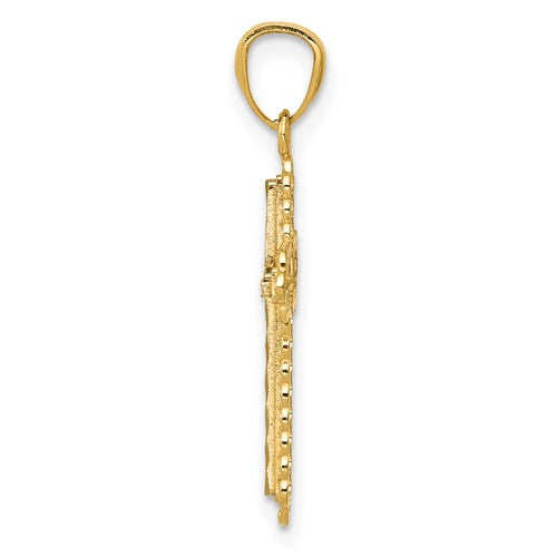14k Two-Tone Diamond-Cut Cross Pendant