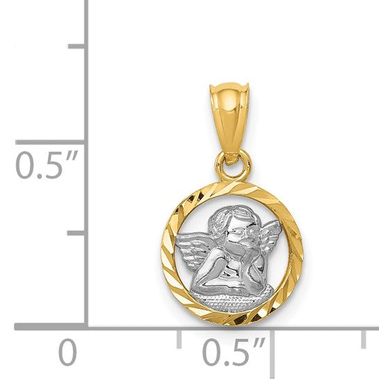 14k Two-Tone Framed Angel Charm