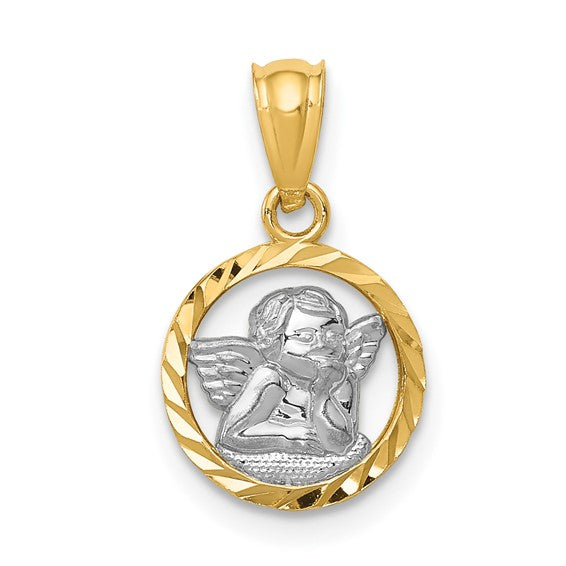 14k Two-Tone Framed Angel Charm