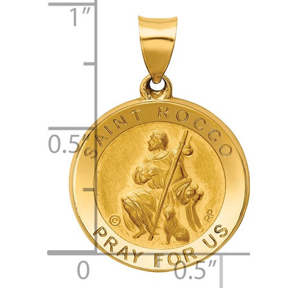 14k Yellow Gold St. Rocco Medallion - 21 mm