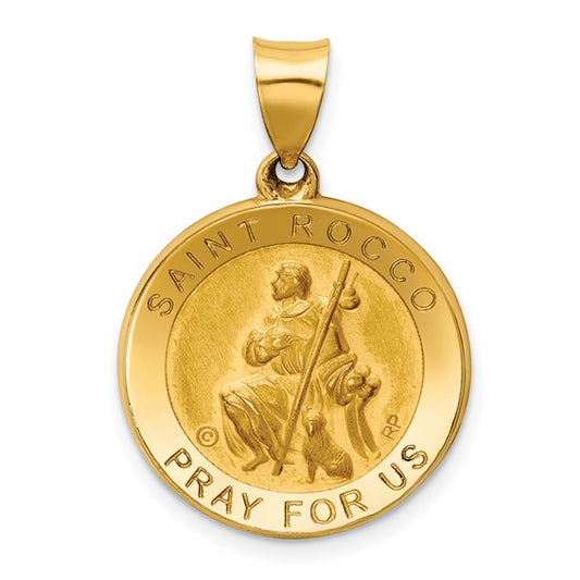 14k Yellow Gold St. Rocco Medallion - 21 mm