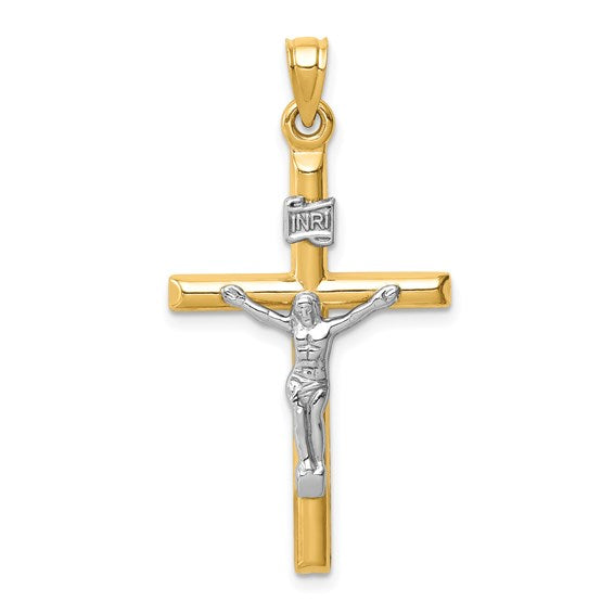14k Two-Tone Gold Crucifix Pendant
