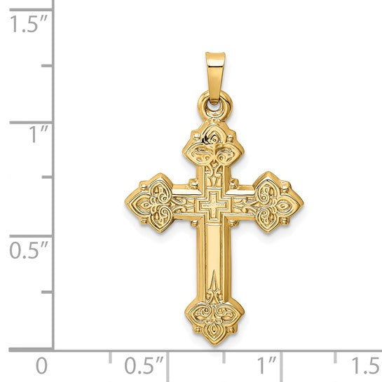 14k Etched Cross Pendant