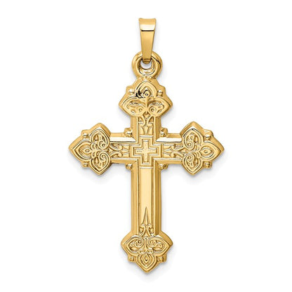 14k Etched Cross Pendant