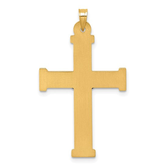 14k Two-Tone Gold Textured INRI Crucifix Pendant