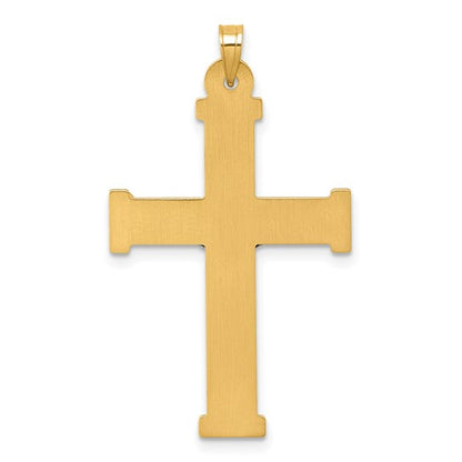 14k Two-Tone Gold Textured INRI Crucifix Pendant